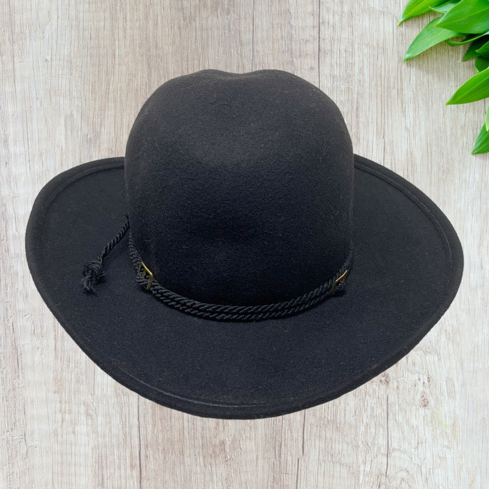 Vintage Fabini New York Lancaster Hat Black 100% Wool Western High Dome - Picture 2 of 10